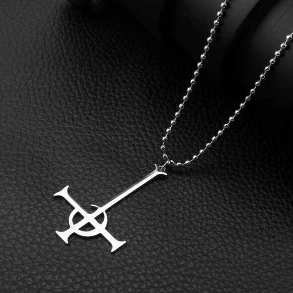 Ghost BC Necklace Nameless Ghost Band Crucifix Papa Emeritus Silver - Picture 2 of 4